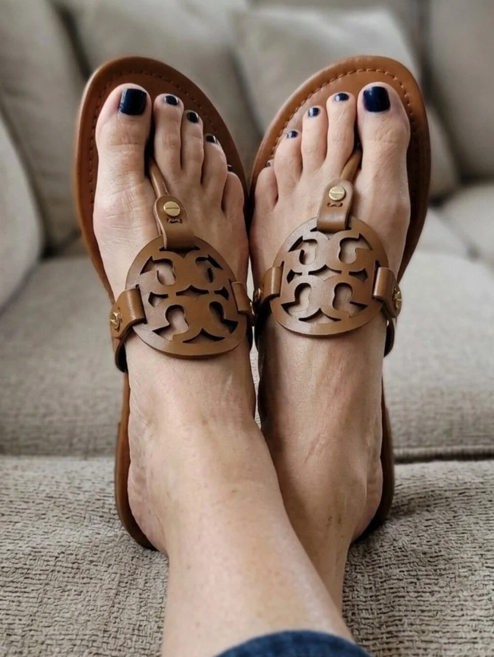 Tory Burch Miller Sandals Vintage Vachetta Size 8.5